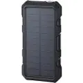 Mtp Products Vandafvisende Solcelle Powerbank/Trådløs Oplader - 20000mAh - Sort