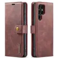 DG Ming Samsung Galaxy S23 Ultra 5G Læderpung med Aftageligt Cover - Vinrød