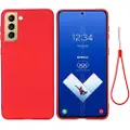 Mtp Products Samsung Galaxy S21 FE 5G Liquid Silikone Cover med Strop - Rød