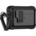 Mtp Products AirPods Pro (Gen 2) (USB-C) / Pro 2 Stødsikkert TPU+PC-etui Bluetooth-øretelefoner Opladningsetui Cover med spænde - Sort