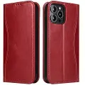 Mtp Products Fierre Shann iPhone 14 Pro Læderpung - Rød