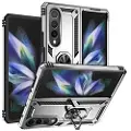 Mtp Products Samsung Galaxy Z Fold4 Hybrid Cover med Metal Stativ - Sølv