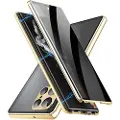 Mtp Products Samsung Galaxy S23 Ultra 5G Magnetisk Cover med Hærdet Glas - Privatliv - Guld