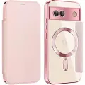 Mtp Products Google Pixel 8a Flip cover med kortholder - MagSafe-kompatibel - Pink