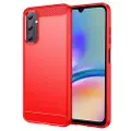 Mtp Products Samsung Galaxy A05s Børstet TPU Cover - Karbonfiber - Rød