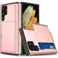 Mtp Products Samsung Galaxy S25 Ultra Hybrid Cover med Glidende Kortslot - Rødguld