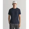Gant Ganttil mænd. 2003185 Slim Fit Shield T-shirt navy (5XL), Casual, Bomuld, Korte ærmer, Blå