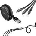 Baseus 3-i-1 USB-kabel Udtrækkeligt 35-120 cm - Sort