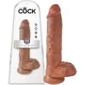 King Cock 10 stor dildo med kugler (25 cm) - brun