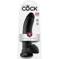 King Cock 9 - stor sugekopsdildo med testikler (23cm) - sort