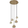 QAZQA Art Deco pendellampe guld med ravfarvet glas - Jia
