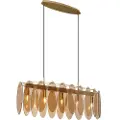 QAZQA Art Deco pendellampe guld med ravfarvet glas oval 5-lys - Mochan