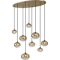 QAZQA Art Deco pendellampe guld med ravfarvet glas 9-lys - Jia