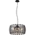 QAZQA Design Pendellampe Sort med Røgglas Rund 6-Lys - Mochan