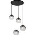 QAZQA Art Deco Pendellampe Sort med Røgglas Rund 4-Lys - Bao