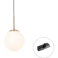 QAZQA Art Deco Pendellampe guld med opalglas inkl. skinnadapter sort 1-faset - Iconic Flore