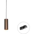 QAZQA Design Pendellampe Mørk Bronze Inkl. Skinneadapter 1-Faset - Iconic Tubo