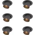 QAZQA Sæt med 6 moderne indbygningsspots gunmetal GU10 50mm rund vipbar - Installa