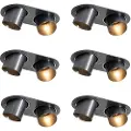 QAZQA Sæt med 6 indbygningsspots gunmetal GU10 50mm 2-lys - Installa