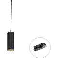 QAZQA Design Pendellampe Sort Inkl. Skinneadapter 1-Faset - Iconic Tubo