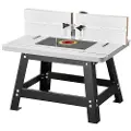 Vevor Bordfræsebord, 610 x 400 mm / 24 tommer x 15,7 tommer, Bordfræsebord med justerbart hegn, MDF-plade, robust metalbase, 2-1/2 tommer støvopsamlingsport, kompatibel med fræsere og forskellige bor