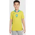 Nike Brasilien 2025 Stadium Home (kvindehold) Nike Dri-FIT Replica-fodboldspillertrøje til større børn - gul