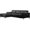 Loft 24 - Hjørnesofa 3 sæder 1 liggestol venstre elektrisk Lund - Sort - 3-pers. sofaer - - Homeroom