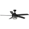 QAZQA Loftventilator sort 132 cm inkl. LED med fjernbetjening - Cool Anello
