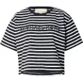 Michael Kors Michael Korstil kvinder. MT551R9HM7 Stribet kort t-shirt i bomuld med sort logo (L), Casual, Korte ærmer