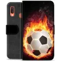 Mtp Products Samsung Galaxy A20e Premium Flip Cover med Pung - Fodbold Flamme