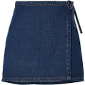 Pieces Pcflora Denim Slå-om-nederdel