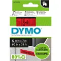 Dymo D1 tape | 12mm x 7m rulle | sort på rød