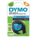 Dymo Letratag plastiktape | sort på blå | 12mm x 4m rulle