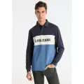 LOIS Jeans Lois Jeanstil mænd. 132703953 Blå piqué polo shirt (L), Casual, Bomuld, Lange ærmer