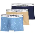 Ralph Lauren Polo Ralph Laurentil mænd. 714830299169 Pakke med 3 klassiske blå, brune og marineblå bomuldsboxershorts (M), Afslappet, Flerfarvet