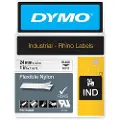 Dymo Rhino fleksibel nylon | 24mm x 3,5m | sort på hvid