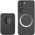 Mtp Products Samsung Galaxy S21 FE 5G Magnetisk Cover med Kortholder - Karbonfiber - Sort