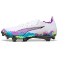 Puma ULTRA 6 CARBON BRILLIANCE FG Football Boots Women, Shoes, White/Fizzy Apple/Bright Aqua, 37.5