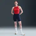Nike Højtaljede (20 cm) Nike One-cykelshorts med lommer til kvinder - blå