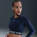 Nike Kort Nike Pro Dri-FIT-top med lange ærmer til kvinder - blå