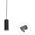 QAZQA Design Pendellampe Sort Inkl. Skinneadapter 3-Faset - 3-Faset Tubo