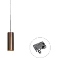 QAZQA Design Pendellampe Mørk Bronze Inkl. Skinneadapter 3-Faset - 3-Faset Tubo
