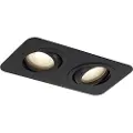 QAZQA Afrundet indbygningsspot sort GU10 50mm drejelig og vipbar IP44 2-lys - Alberto