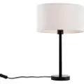 QAZQA Bordlampe sort med oval linnedskærm hvid 35 cm - Simplo