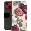 Mtp Products iPhone 13 Mini Premium Flip Cover med Pung - Romantiske Blomster