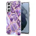 Mtp Products Marmormønster Galvaniseret IMD Samsung Galaxy S21 FE 5G TPU Cover - Lilla
