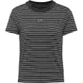 Nike Maskinstrikket, slank, stribet Nike Sportswear Chill-T-shirt til kvinder - sort