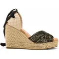 Mustang MTNGtil kvinder. 59941 Sorte kage-sandaler (40), Stof, 3-5 cm, Blonder, Casual