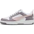 Puma Rebound V6 Low Sneakers, Shoes, White/Mauve Mist/Plum Jam, 40.5