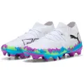 Puma FUTURE 8 MATCH BRILLIANCE FG/AG Football Boots Women, Shoes, White/Fizzy Apple/Bright Aqua, 37.5